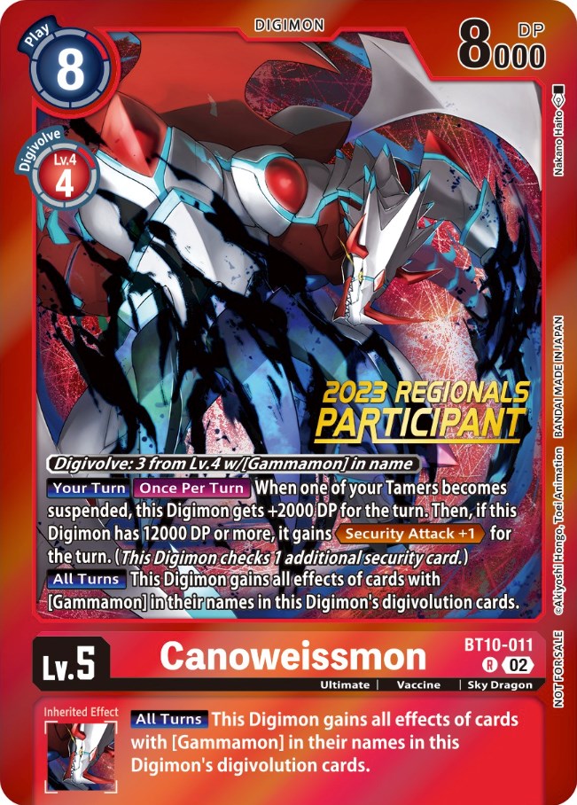 Canoweissmon [BT10-011] (2023 Regionals Participant) [Xros Encounter Promos] | Red Riot Games CA