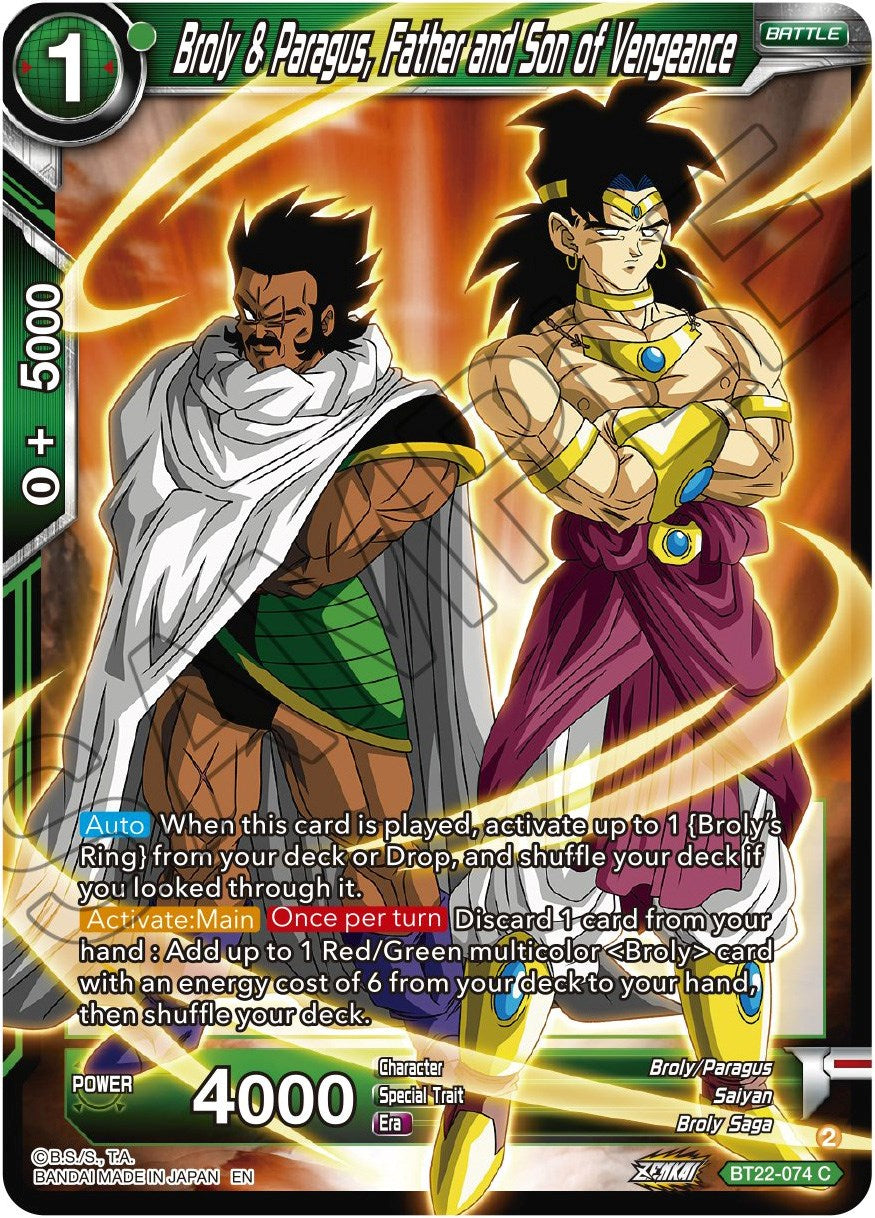 Broly & Paragus, Father and Son of Vengeance (BT22-074) [Critical Blow] | Red Riot Games CA