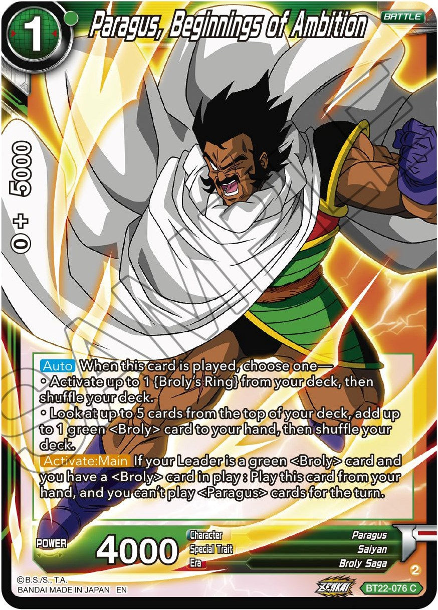 Paragus, Beginnings of Ambition (BT22-076) [Critical Blow] | Red Riot Games CA