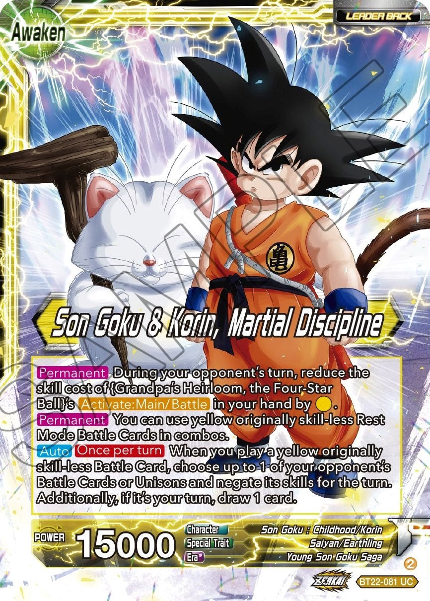 Son Goku // Son Goku & Korin, Martial Discipline (BT22-081) [Critical Blow] | Red Riot Games CA