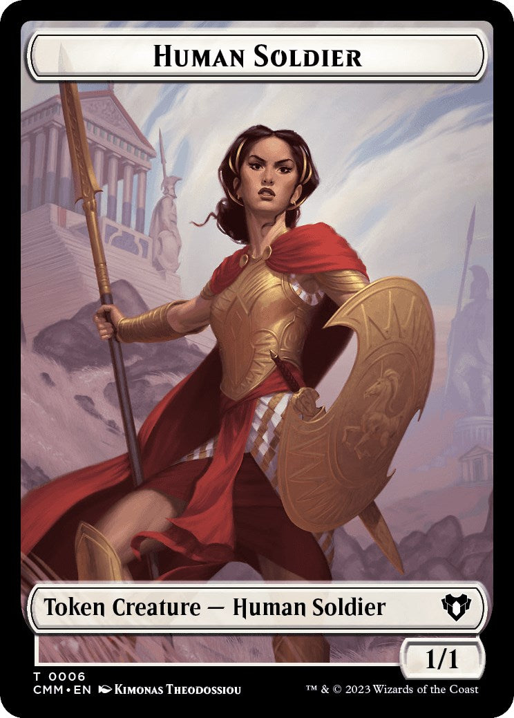 Human Soldier // Dragon (0021) Double-Sided Token [Commander Masters Tokens] | Red Riot Games CA