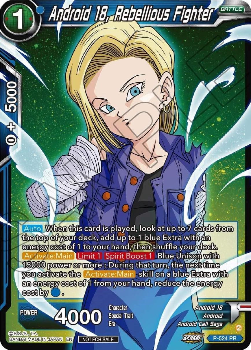 Android 18, Rebellious Fighter (Zenkai Series Tournament Pack Vol.5) (P-524) [Tournament Promotion Cards] | Red Riot Games CA