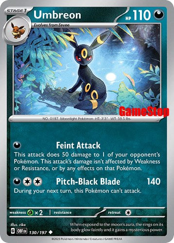 Umbreon (130/197) (GameStop Exclusive) [Scarlet & Violet: Obsidian Flames] | Red Riot Games CA