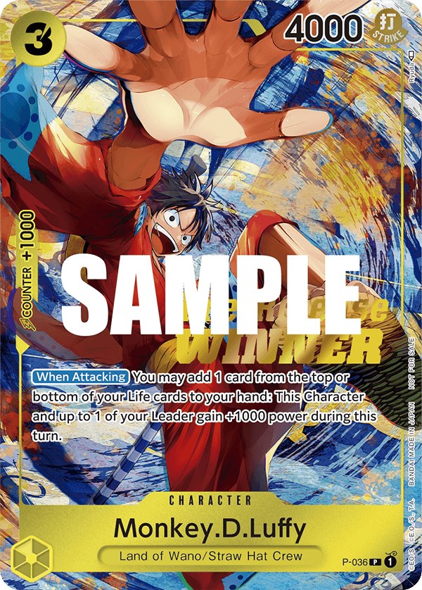 Monkey.D.Luffy (Pre-Release Tournament) [Winner] [One Piece Promotion Cards] | Red Riot Games CA