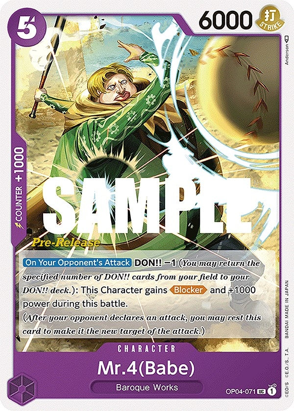 Image for Mr.4 (Babe) [Kingdoms of Intrigue Pre-Release Cards]