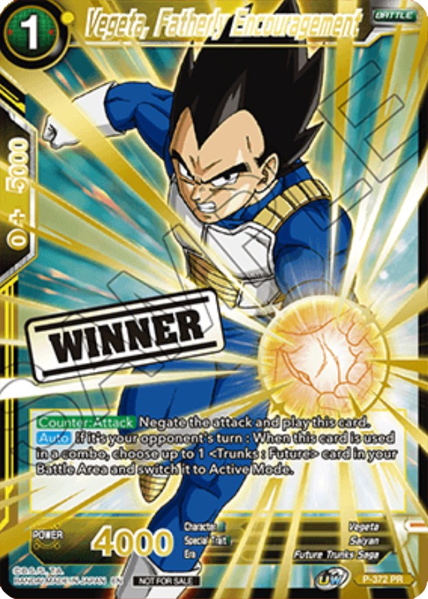 Vegeta, Fatherly Encouragement (Store Championship Winner Card 2023) (P-372) [Tournament Promotion Cards] | Red Riot Games CA