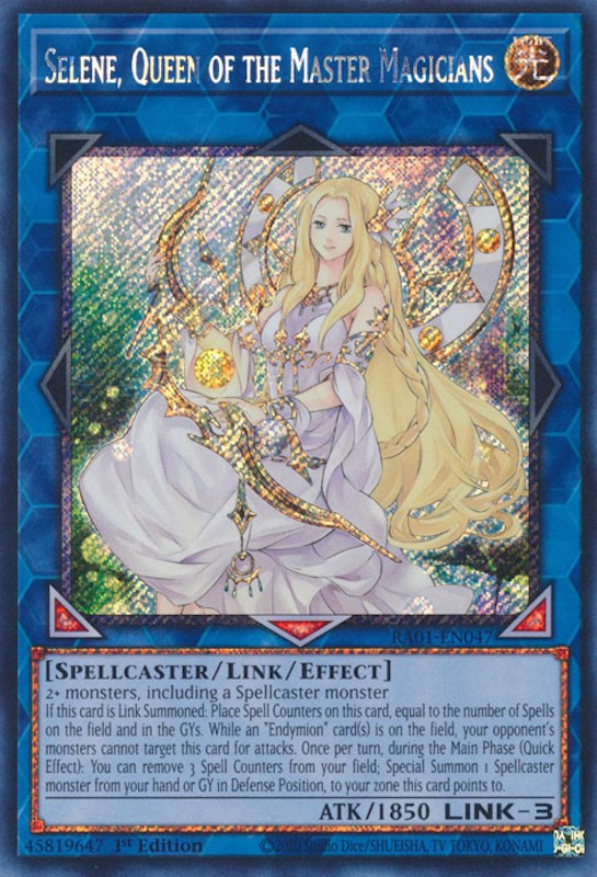 Selene, Queen of the Master Magicians [RA01-EN047] Platinum Secret Rare | Red Riot Games CA