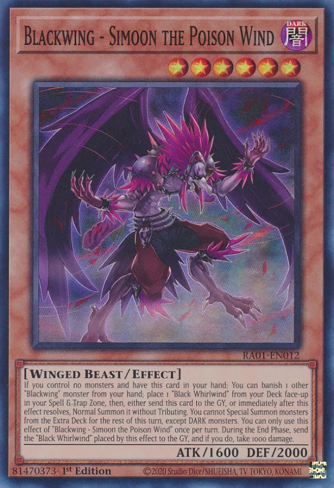 Blackwing - Simoon the Poison Wind [RA01-EN012] Super Rare | Red Riot Games CA