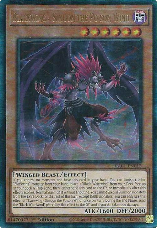 Blackwing - Simoon the Poison Wind [RA01-EN012] Prismatic Ultimate Rare | Red Riot Games CA