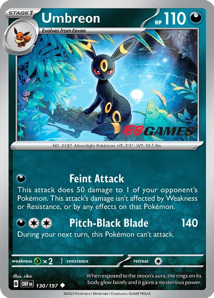 Umbreon (130/197) (EBGames Exclusive) [Scarlet & Violet: Obsidian Flames] | Red Riot Games CA