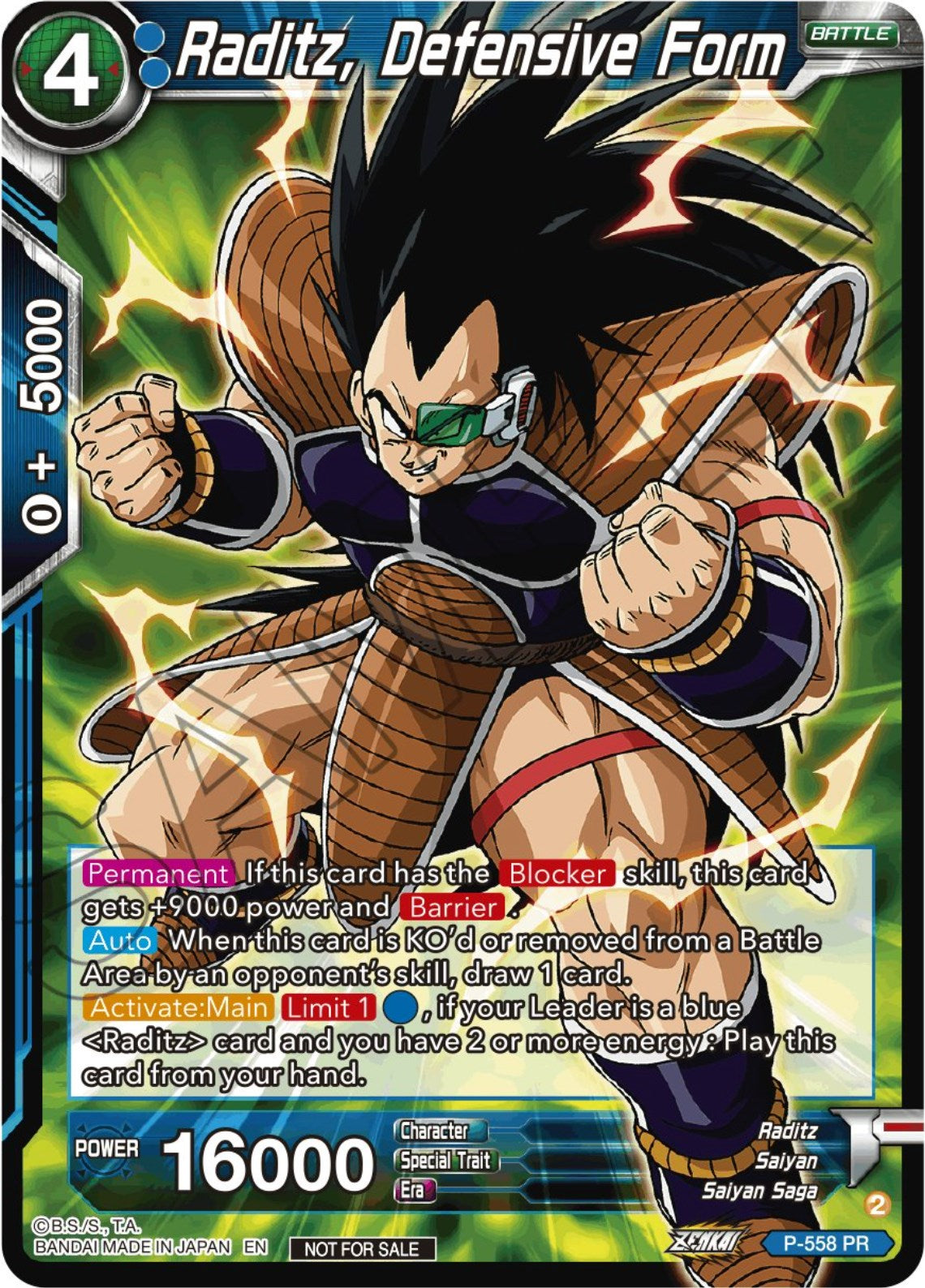 Raditz, Defensive Form (Zenkai Series Tournament Pack Vol.6) (P-558) [Tournament Promotion Cards] | Red Riot Games CA