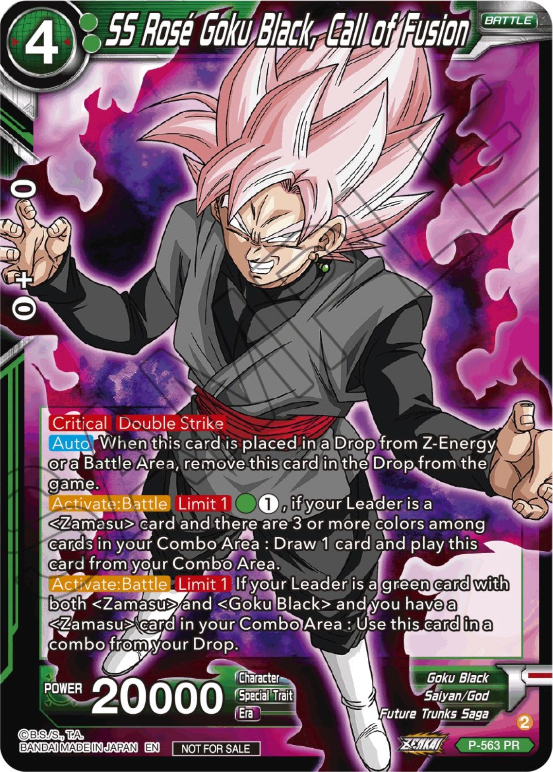 SS Rose Goku Black, Call of Fusion (Zenkai Series Tournament Pack Vol.6) (P-563) [Tournament Promotion Cards] | Red Riot Games CA