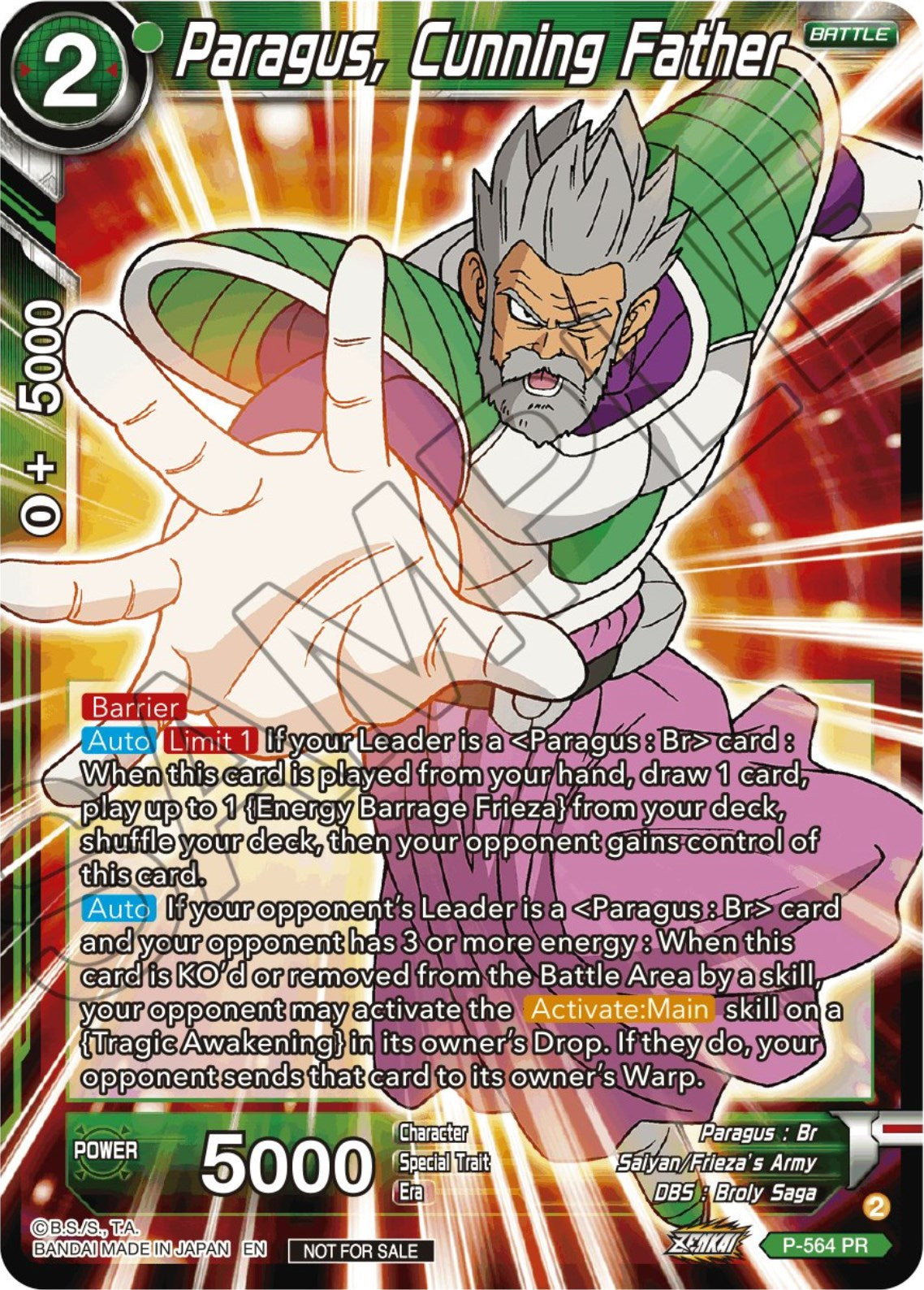 Paragus, Cunning Father (Zenkai Series Tournament Pack Vol.6) (P-564) [Tournament Promotion Cards] | Red Riot Games CA