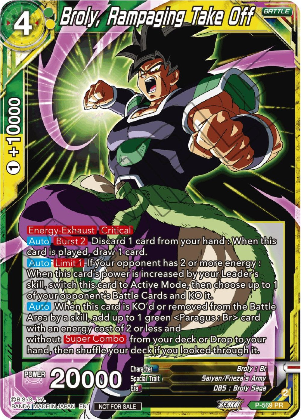 Broly, Rampaging Take Off (Zenkai Series Tournament Pack Vol.6) (P-569) [Tournament Promotion Cards] | Red Riot Games CA