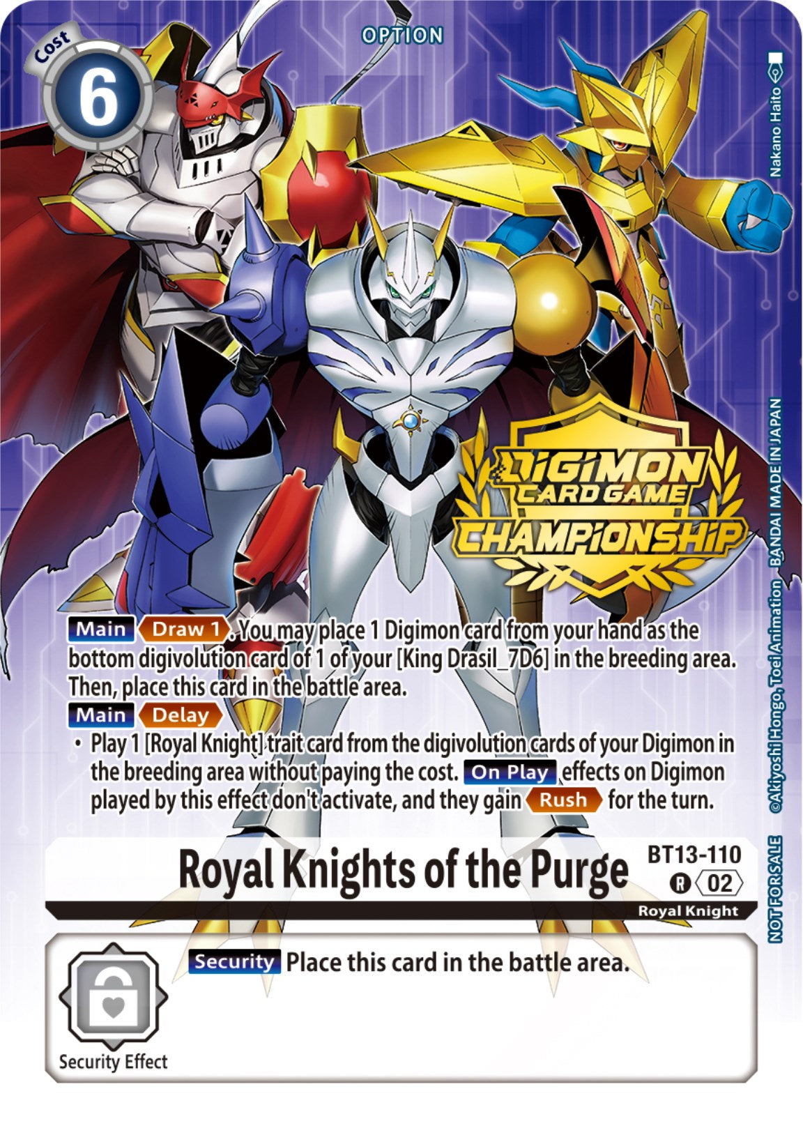 Royal Knights of the Purge [BT13-110] (Championship 2023 Tamers Pack) [Versus Royal Knights Promos] | Red Riot Games CA