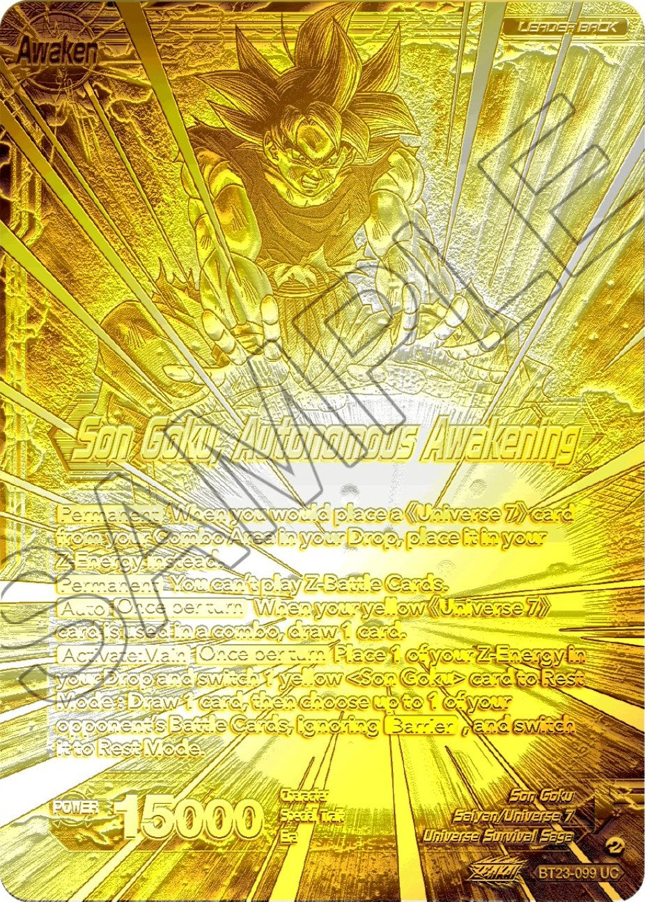 SSB Son Goku // Son Goku, Autonomous Awakening (2023 Championship Finals) (Gold Metal Foil) (BT23-099) [Tournament Promotion Cards] | Red Riot Games CA