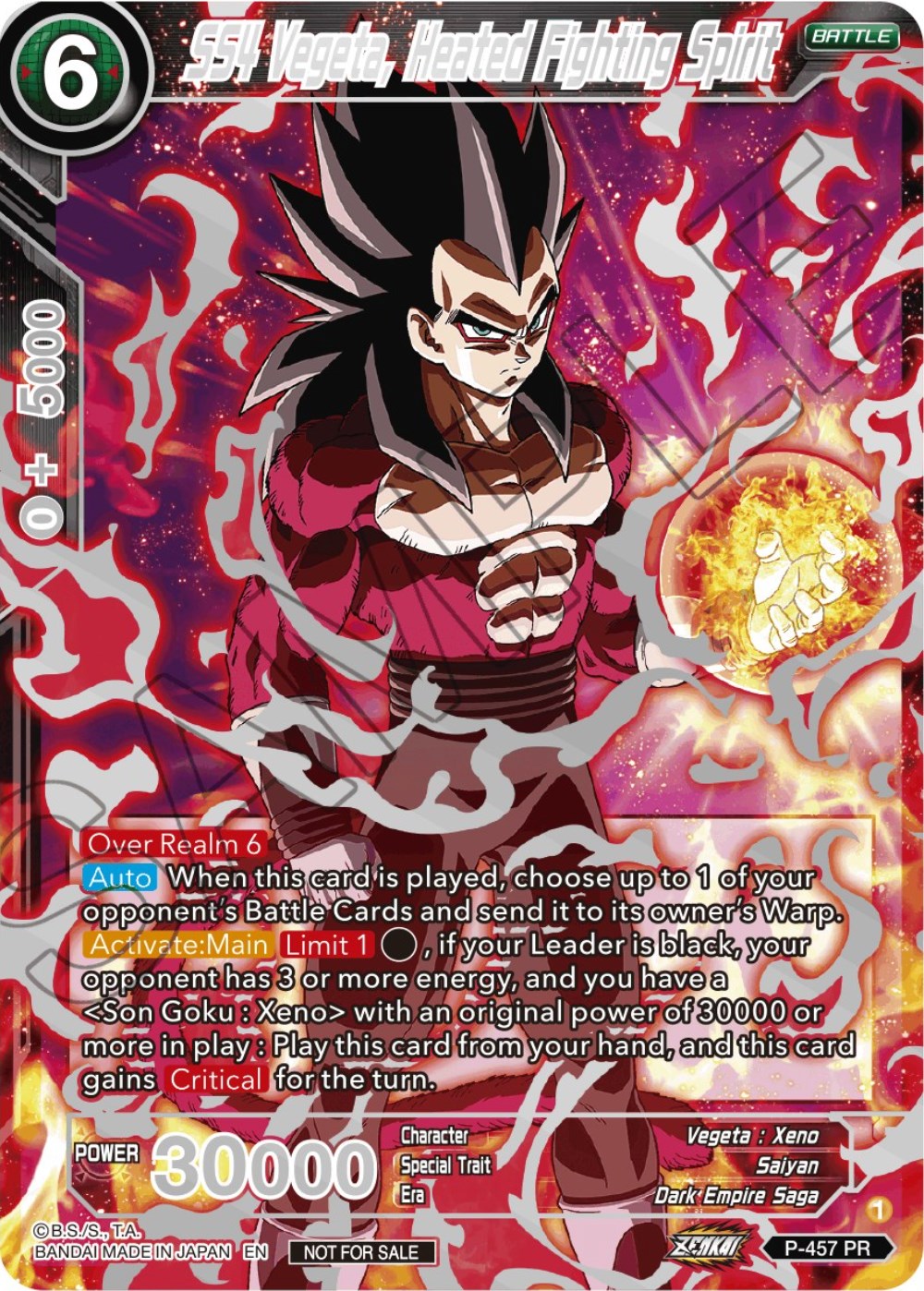 SS4 Vegeta, Heated Fighting Spirit (Championship 2023 Reward Alternate Art Card Set) (Holo) (P-457) [Tournament Promotion Cards] | Red Riot Games CA