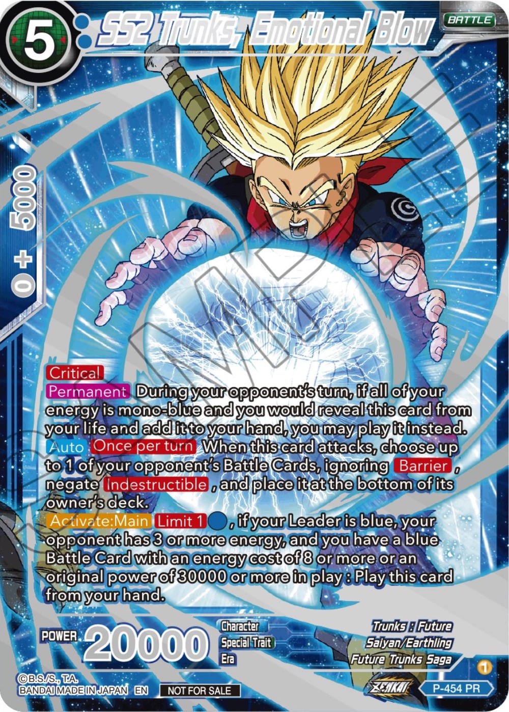 SS2 Trunks, Emotional Blow (Championship 2023 Reward Alternate Art Card Set) (Holo) (P-454) [Tournament Promotion Cards] | Red Riot Games CA