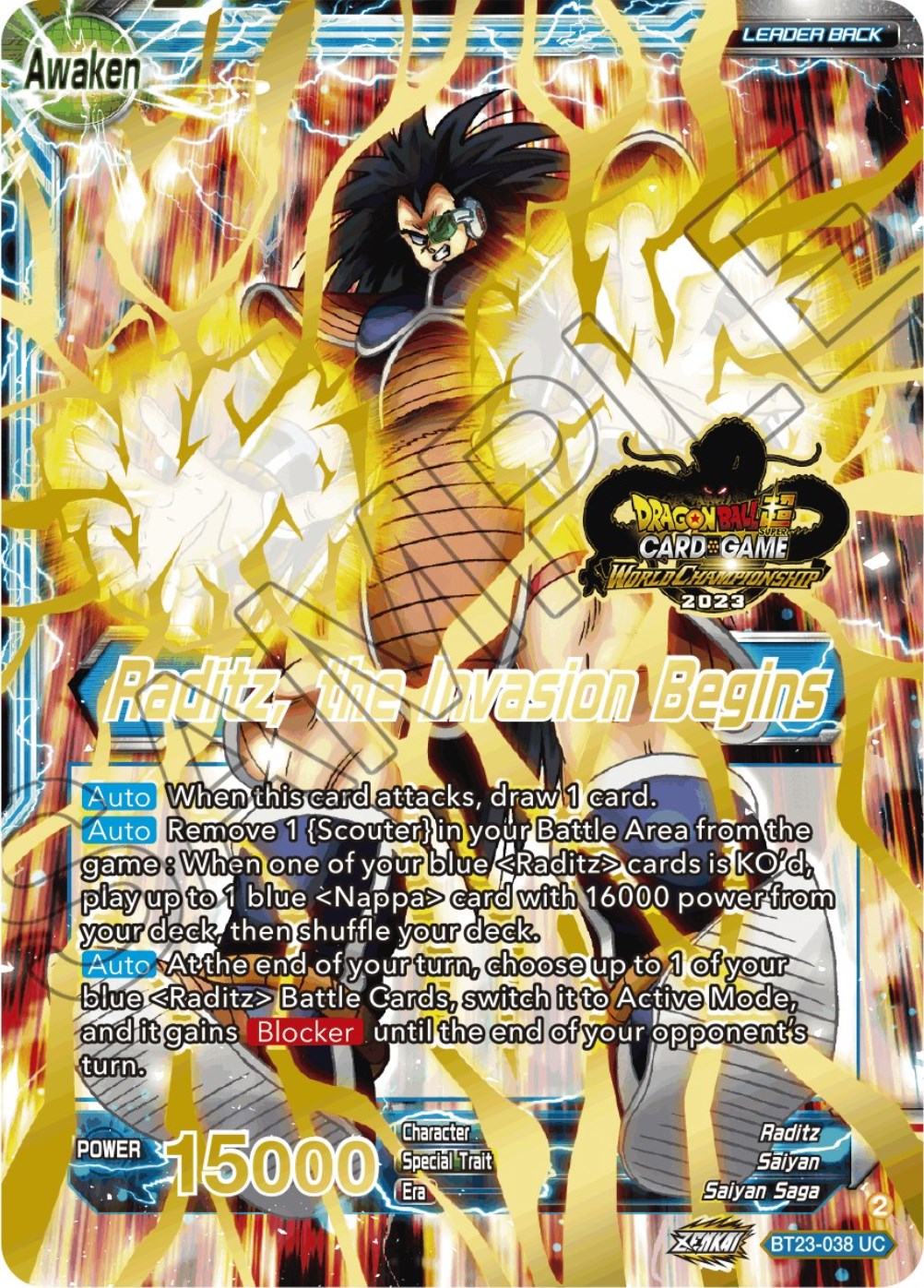 Raditz // Raditz, the Invasion Begins (2023 Worlds ZENKAI 06 Leader Set) (BT23-038) [Tournament Promotion Cards] | Red Riot Games CA