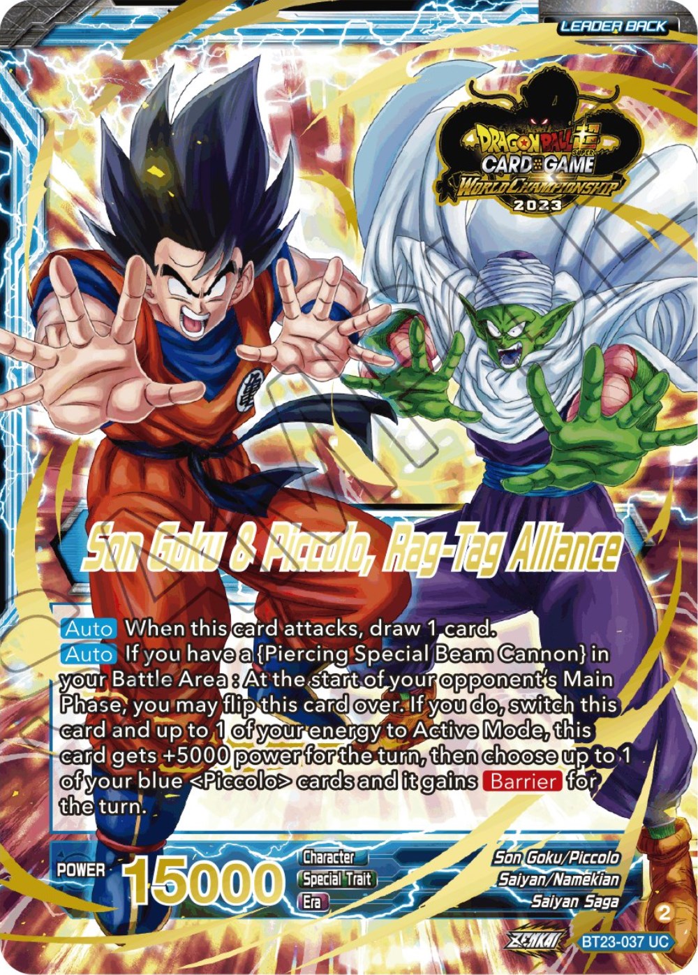 Son Goku // Son Goku & Piccolo, Rag-Tag Alliance (2023 Worlds ZENKAI 06 Leader Set) (BT23-037) [Tournament Promotion Cards] | Red Riot Games CA