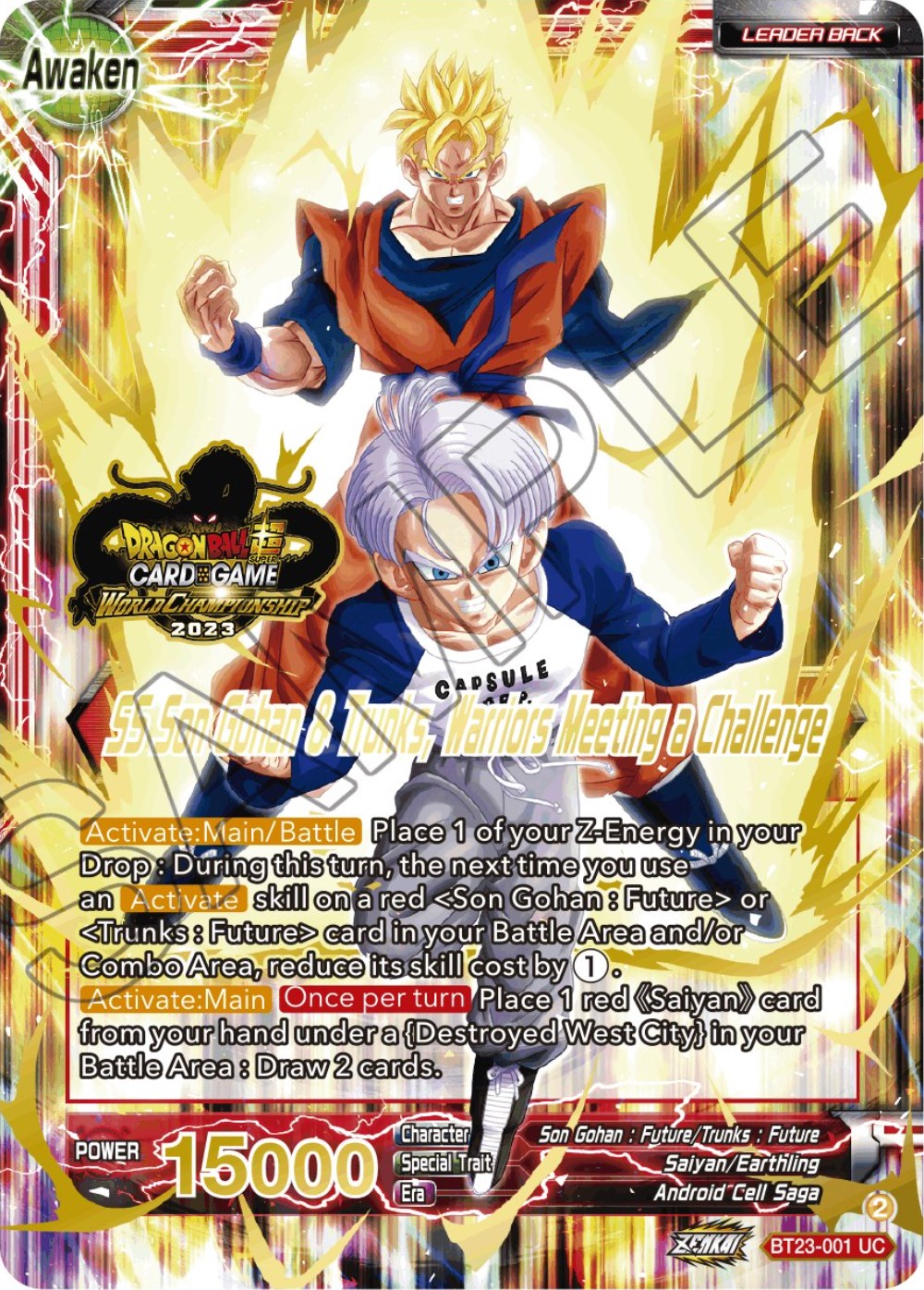 Son Gohan & Trunks // SS Son Gohan & Trunks, Warriors Meeting a Challenge (2023 Worlds ZENKAI 06 Leader Set) (BT23-001) [Tournament Promotion Cards] | Red Riot Games CA