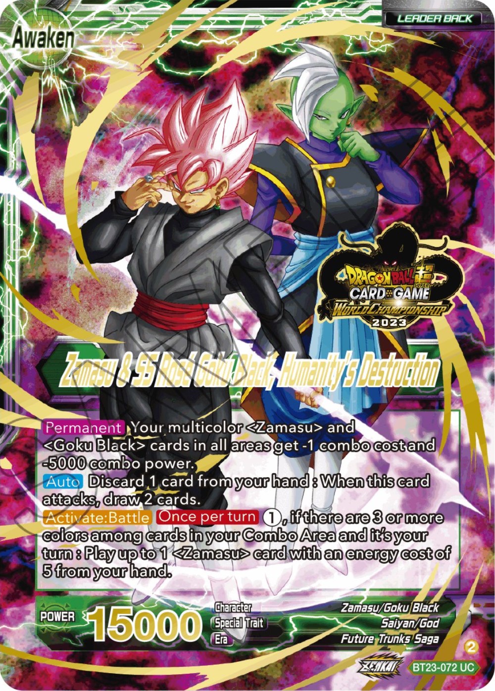 Zamasu & Goku Black // Zamasu & SS Rose Goku Black, Humanity's Destruction (2023 Worlds ZENKAI 06 Leader Set) (BT23-072) [Tournament Promotion Cards] | Red Riot Games CA