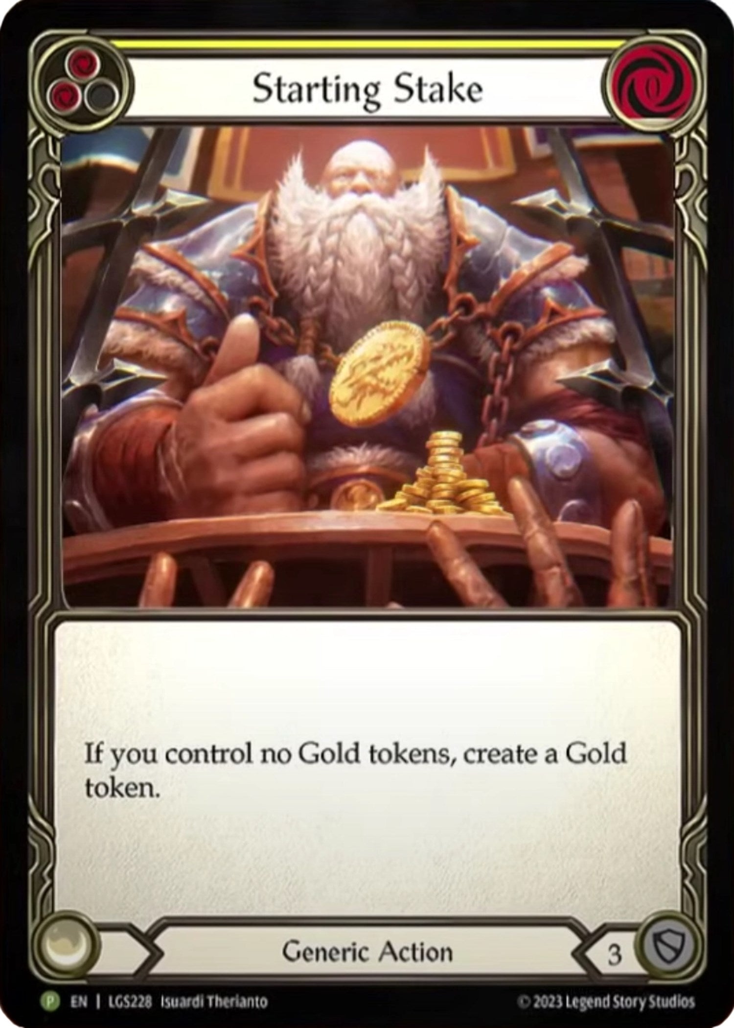 Starting Stake (Yellow) (Cold Foil) [LGS228] (Promo)  Cold Foil | Red Riot Games CA