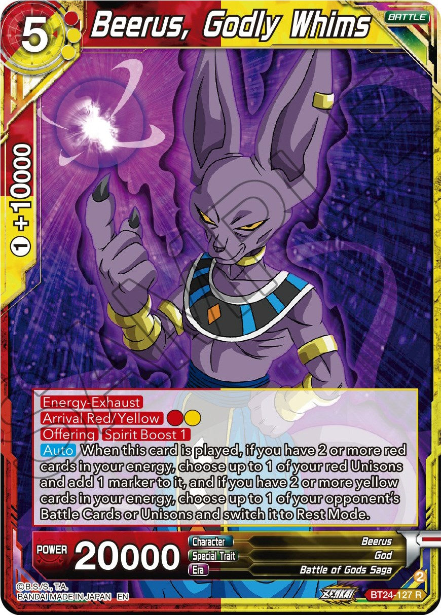Beerus, Godly Whims (BT24-127) [Beyond Generations] | Red Riot Games CA