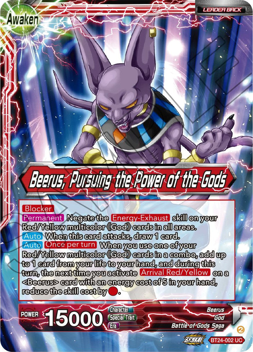 Beerus // Beerus, Pursuing the Power of the Gods (BT24-002) [Beyond Generations] | Red Riot Games CA