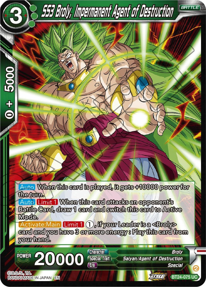 SS3 Broly, Impermanent Agent of Destruction (BT24-075) [Beyond Generations] | Red Riot Games CA