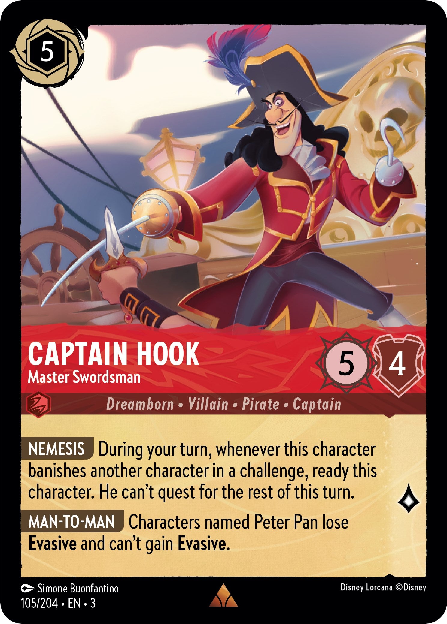 Captain Hook - Master Swordsman (105/204) [Into the Inklands] | Red Riot Games CA