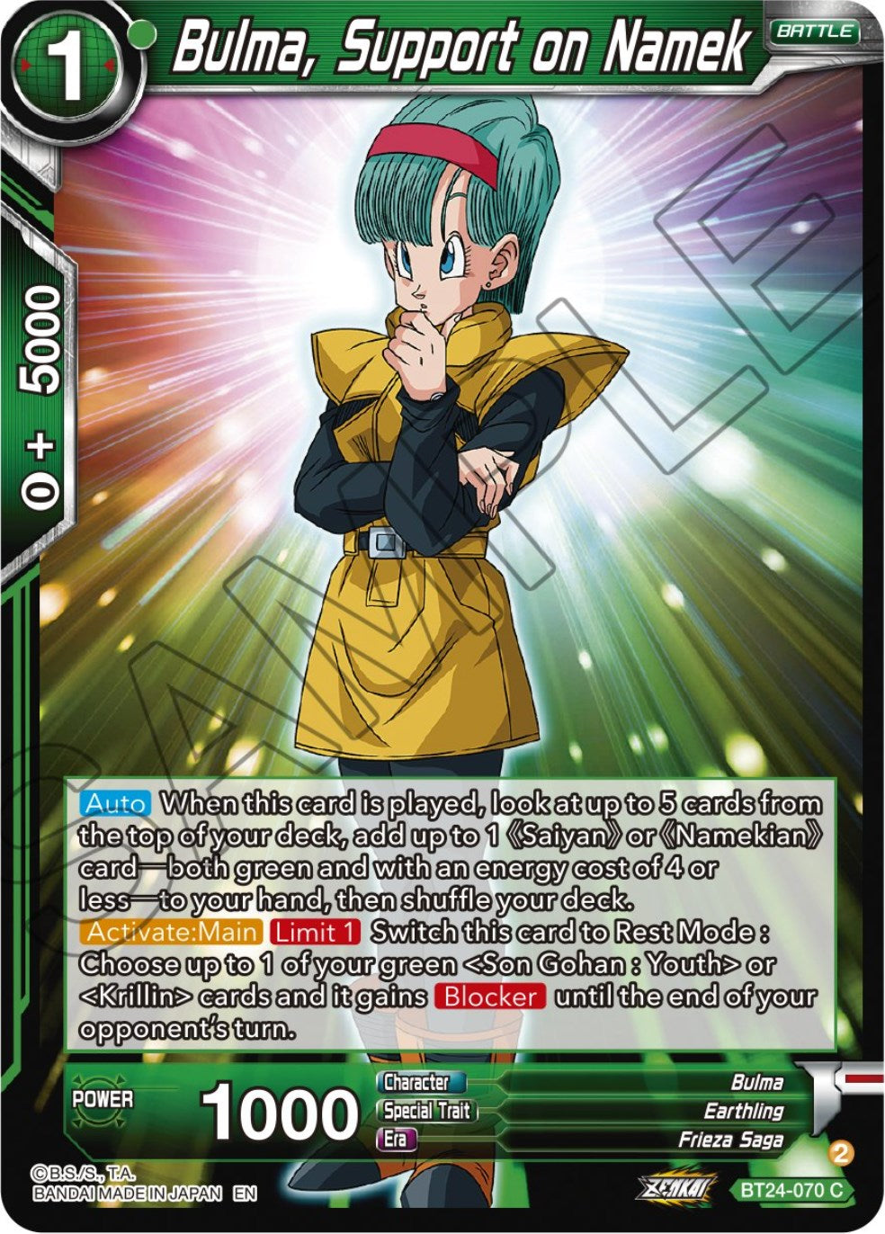 Bulma, Support on Namek (BT24-070) [Beyond Generations] | Red Riot Games CA