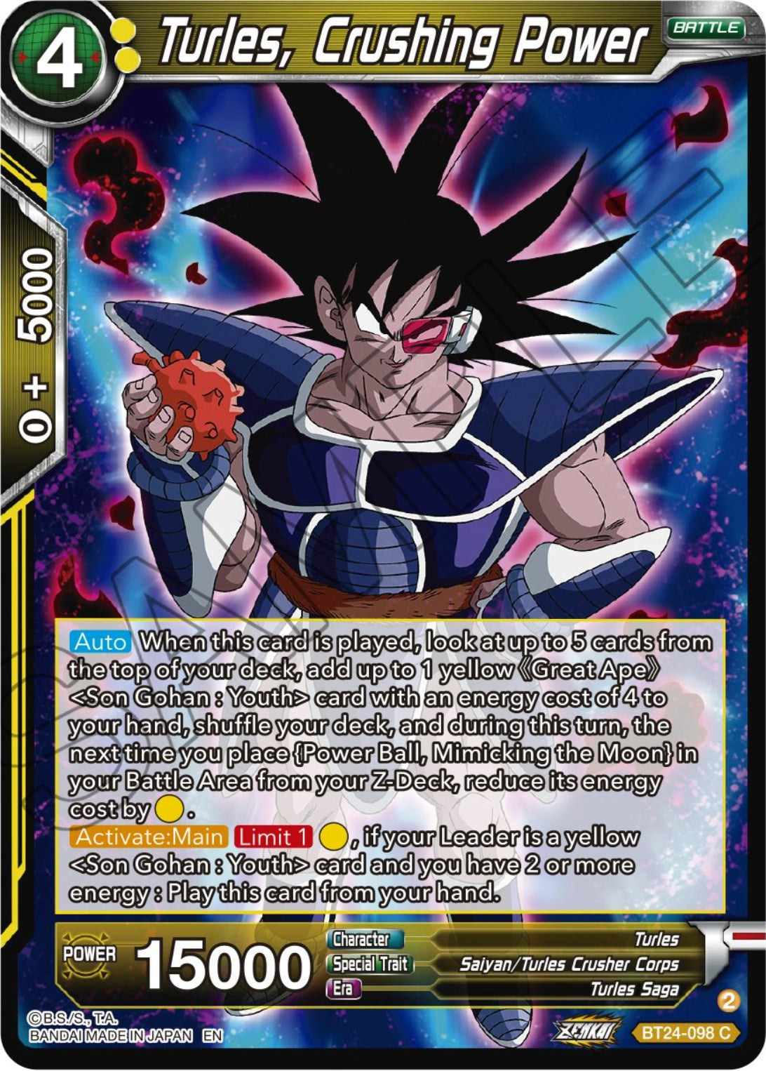 Turles, Crushing Power (BT24-098) [Beyond Generations] | Red Riot Games CA