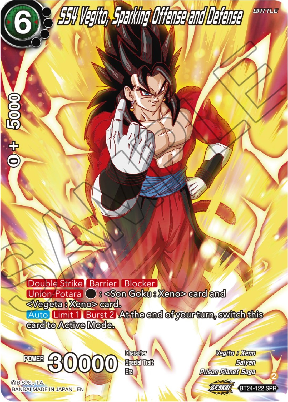 SS4 Vegito, Sparking Offense and Defense (SPR) (BT24-122) [Beyond Generations] | Red Riot Games CA