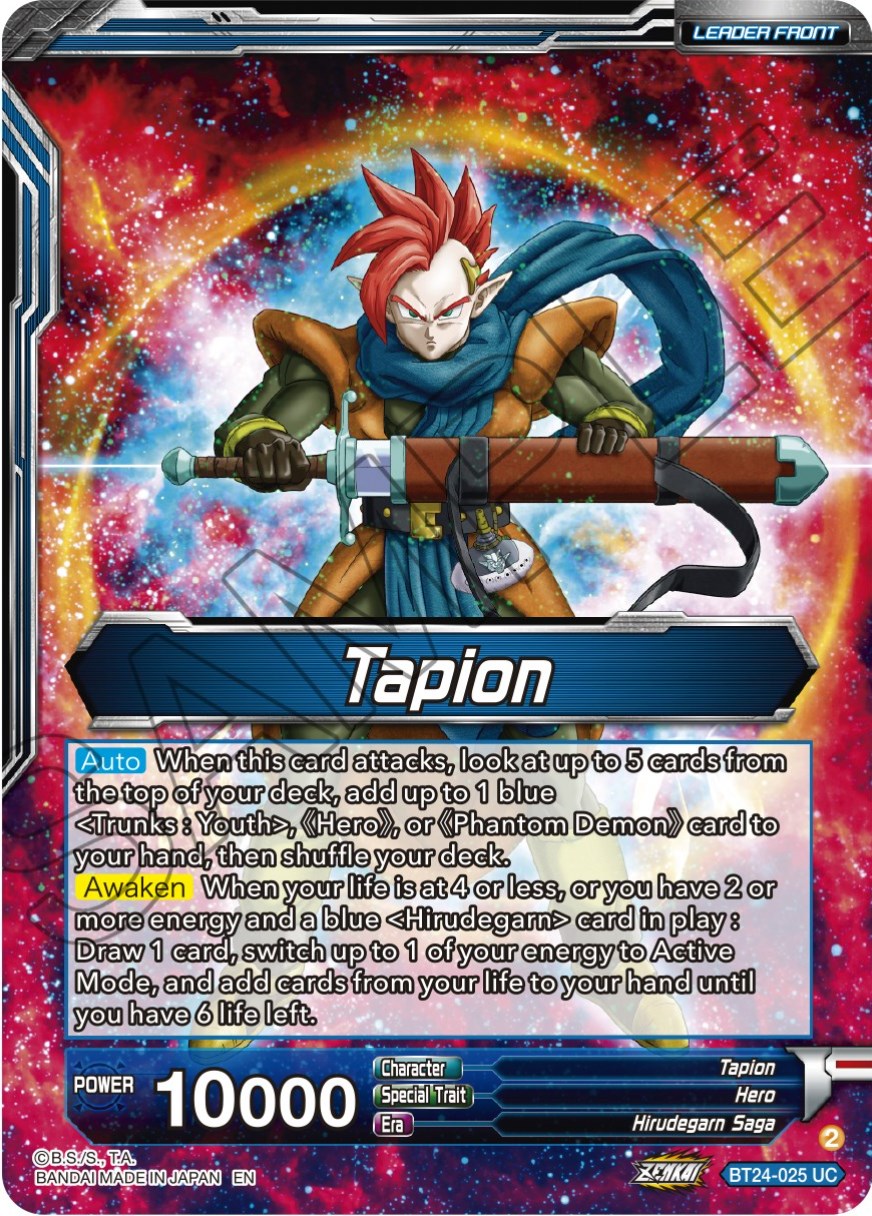 Tapion // Tapion, Hero Revived in the Present (SLR) (BT24-025) [Beyond Generations] | Red Riot Games CA