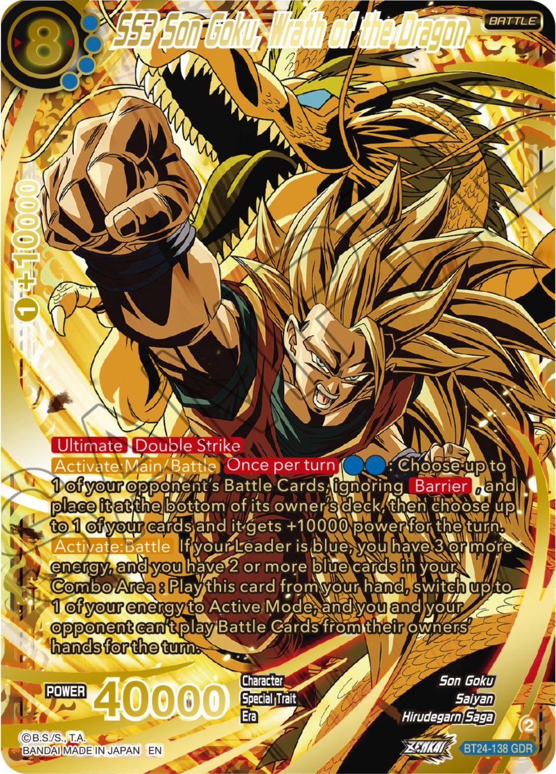 SS3 Son Goku, Wrath of the Dragon (GDR) (BT24-138) [Beyond Generations] | Red Riot Games CA