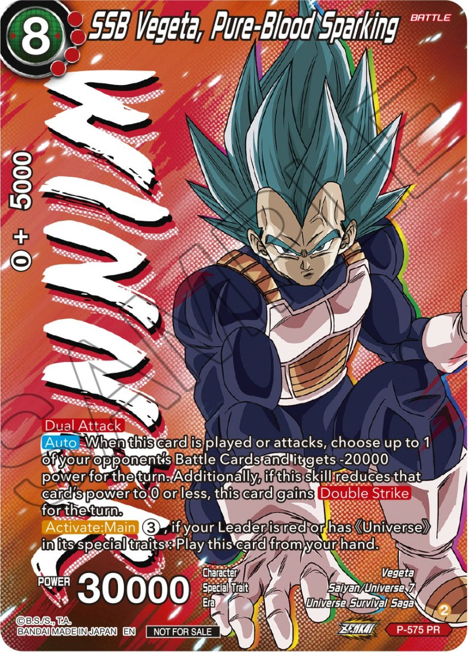 SSB Vegeta, Pure-Blood Sparking (Zenkai Series Tournament Pack Vol.7) (Winner) (P-575) [Tournament Promotion Cards] | Red Riot Games CA