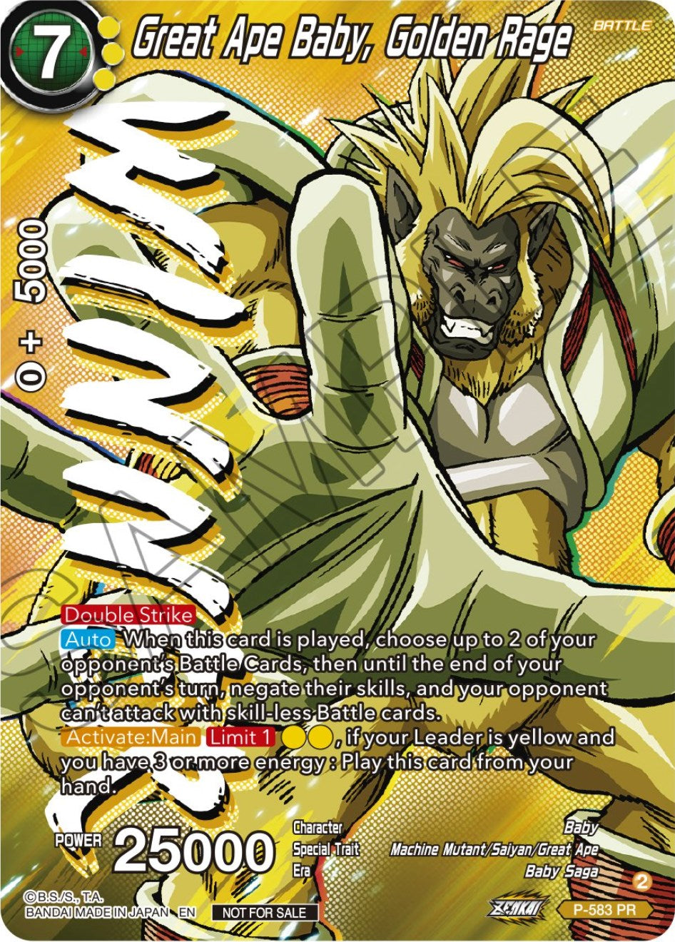 Great Ape Baby, Golden Rage (Zenkai Series Tournament Pack Vol.7) (Winner) (P-583) [Tournament Promotion Cards] | Red Riot Games CA