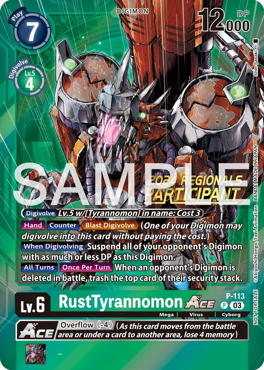 RustTyrannomon Ace [P-113] (2024 Regionals Participant) [Promotional Cards] | Red Riot Games CA