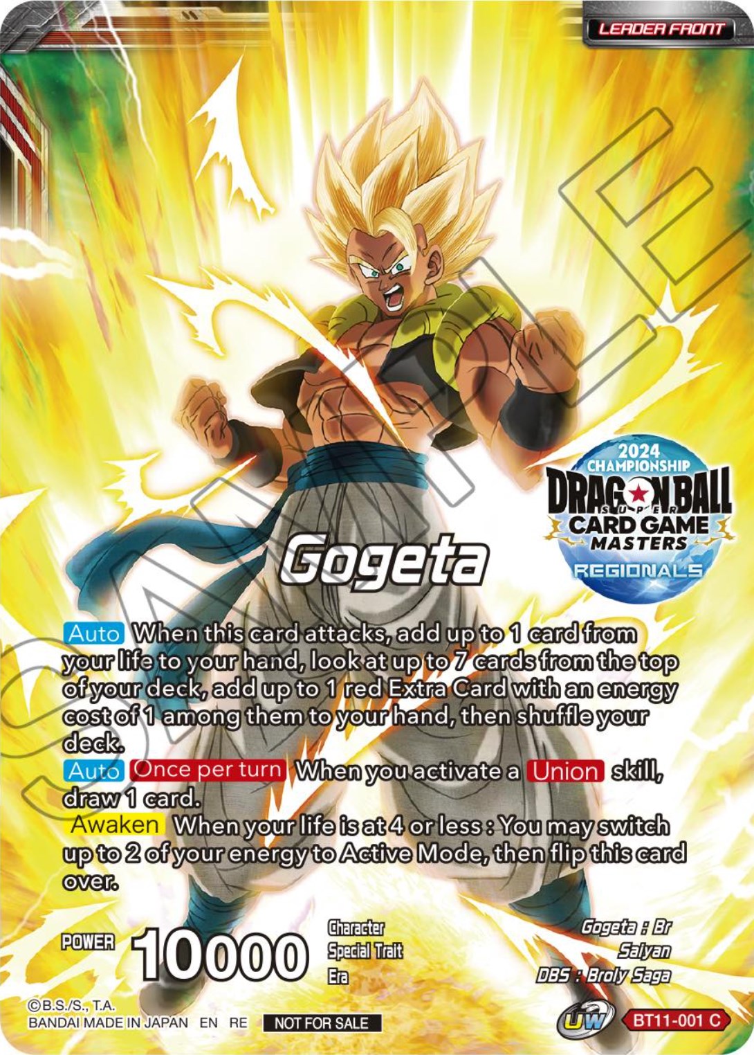 Gogeta // SSB Gogeta, Prophet of Demise (Championship Golden Card 2024 Vol.1) (BT11-001) [Tournament Promotion Cards] | Red Riot Games CA