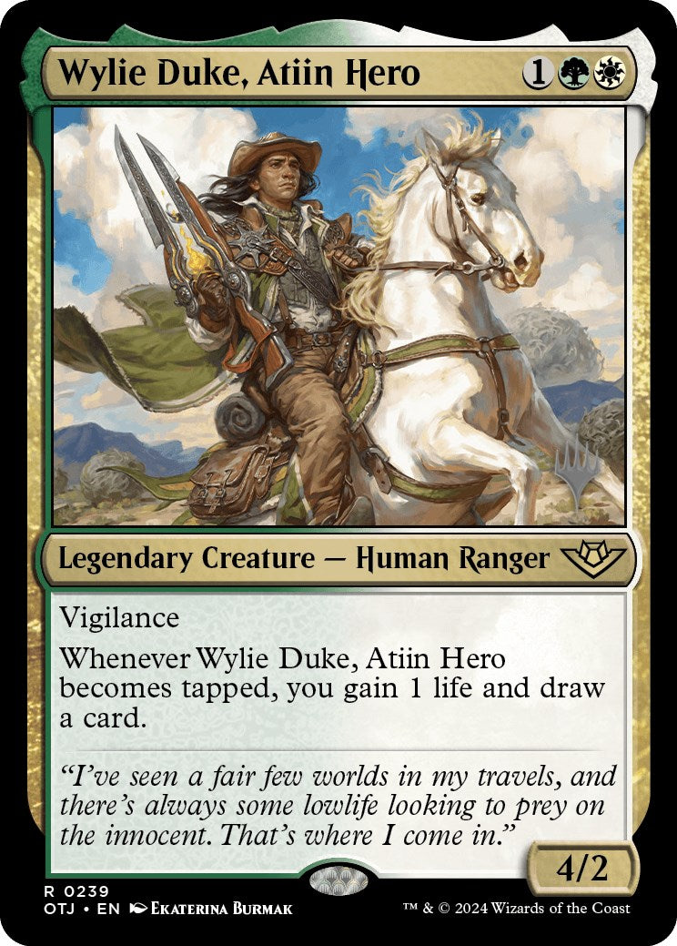 Wylie Duke, Atiin Hero (Promo Pack) [Outlaws of Thunder Junction Promos] | Red Riot Games CA