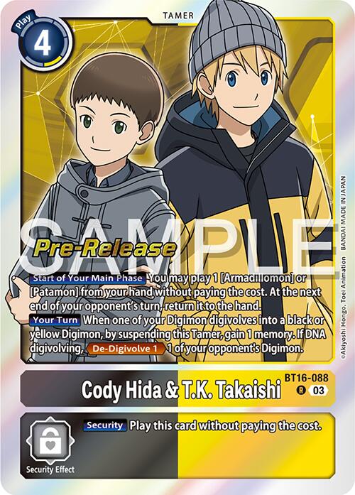 Cody Hida & T.K. Takaishi [BT16-088] [Beginning Observer Pre-Release Promos] | Red Riot Games CA