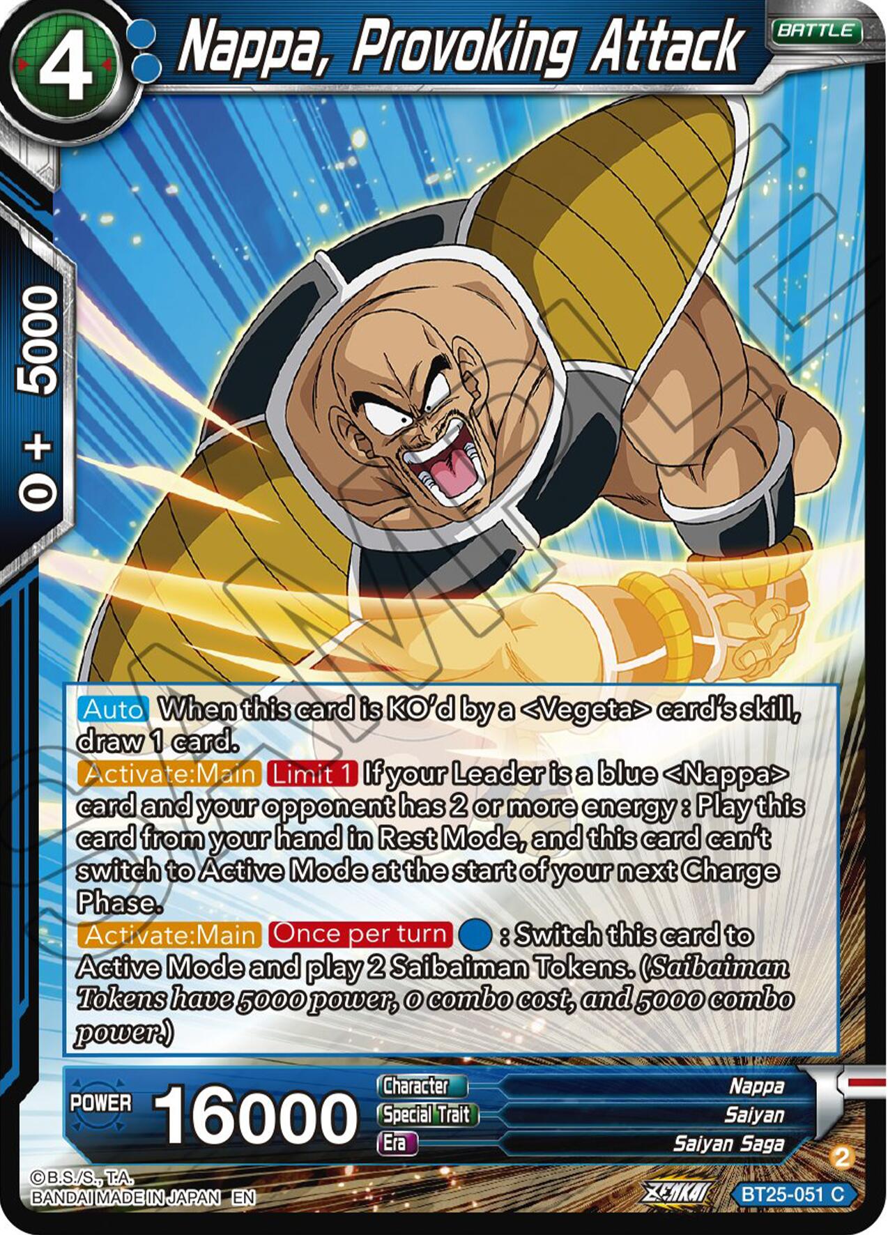 Nappa, Provoking Attack (BT25-051) [Legend of the Dragon Balls] | Red Riot Games CA
