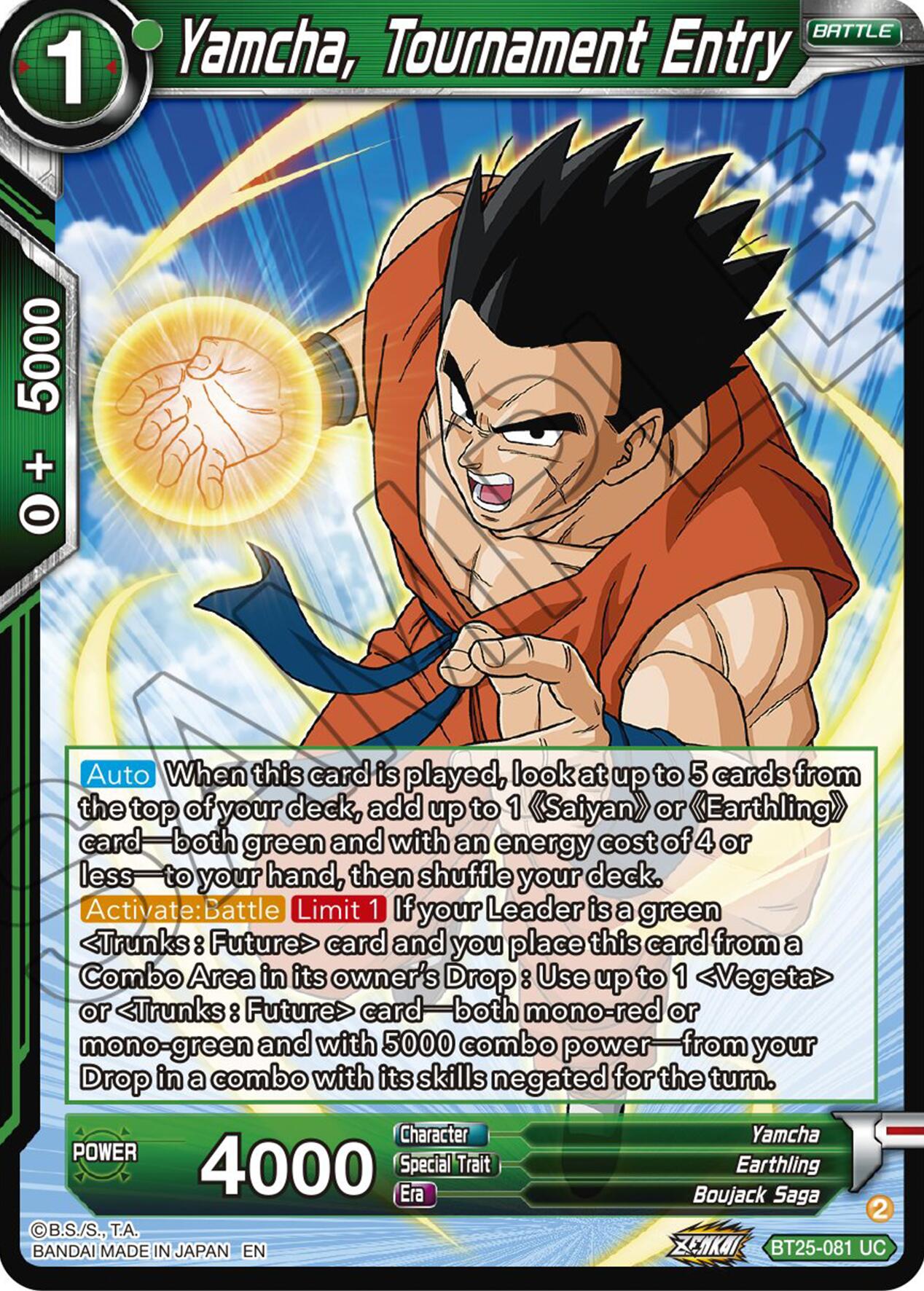 Yamcha, Tournament Entry (BT25-081) [Legend of the Dragon Balls] | Red Riot Games CA