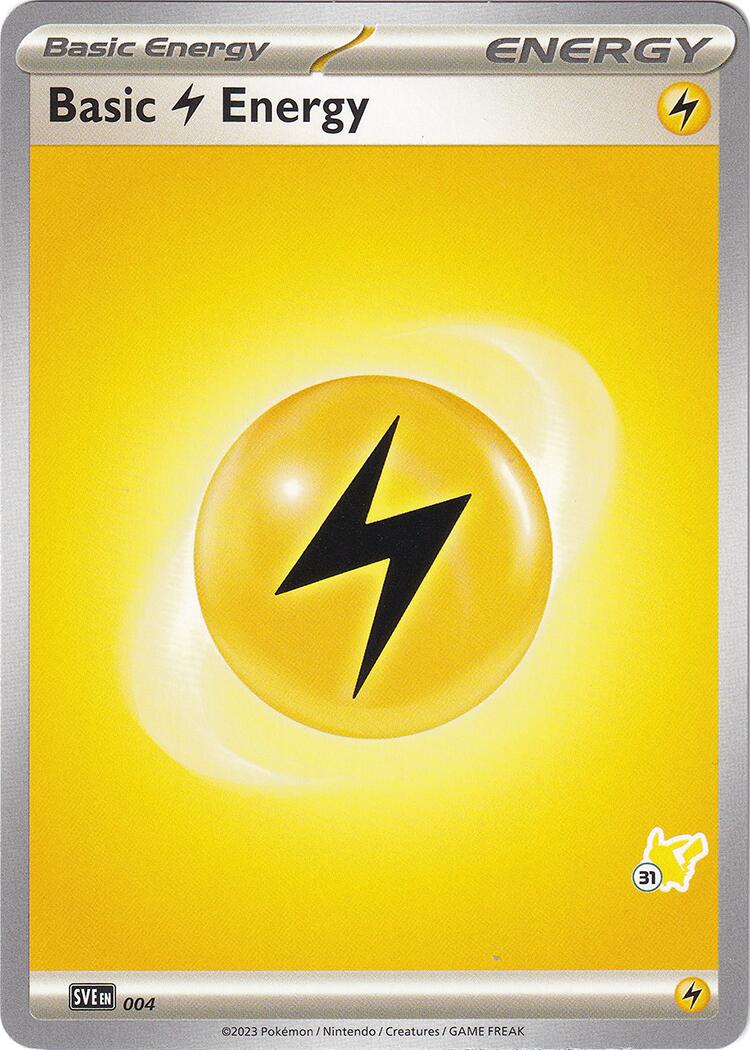 Basic Lightning Energy (004) (Pikachu Stamp #31) [Battle Academy 2024] | Red Riot Games CA
