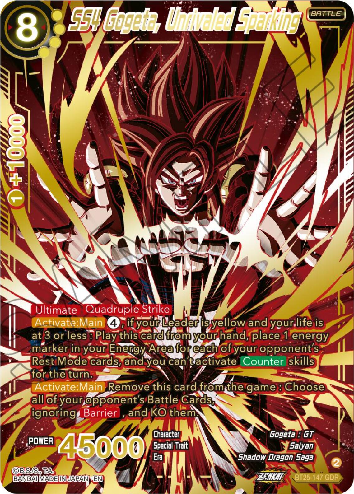 SS4 Gogeta, Unrivaled Sparking (GDR) (BT25-147) [Legend of the Dragon Balls] | Red Riot Games CA