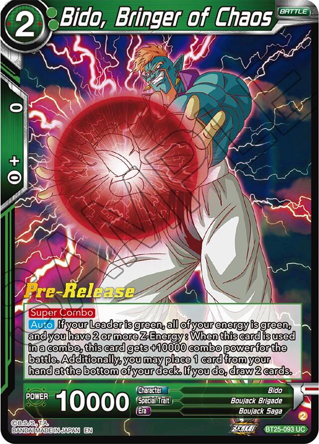 Bido, Bringer of Chaos (BT25-093) [Legend of the Dragon Balls Prerelease Promos] | Red Riot Games CA