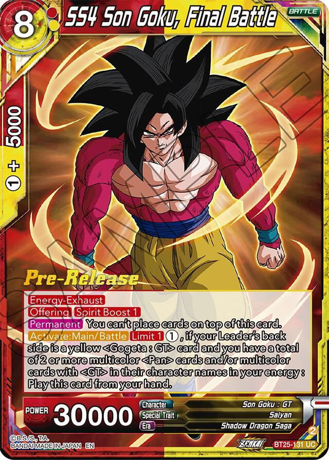 SS4 Son Goku, Final Battle (BT25-131) [Legend of the Dragon Balls Prerelease Promos] | Red Riot Games CA