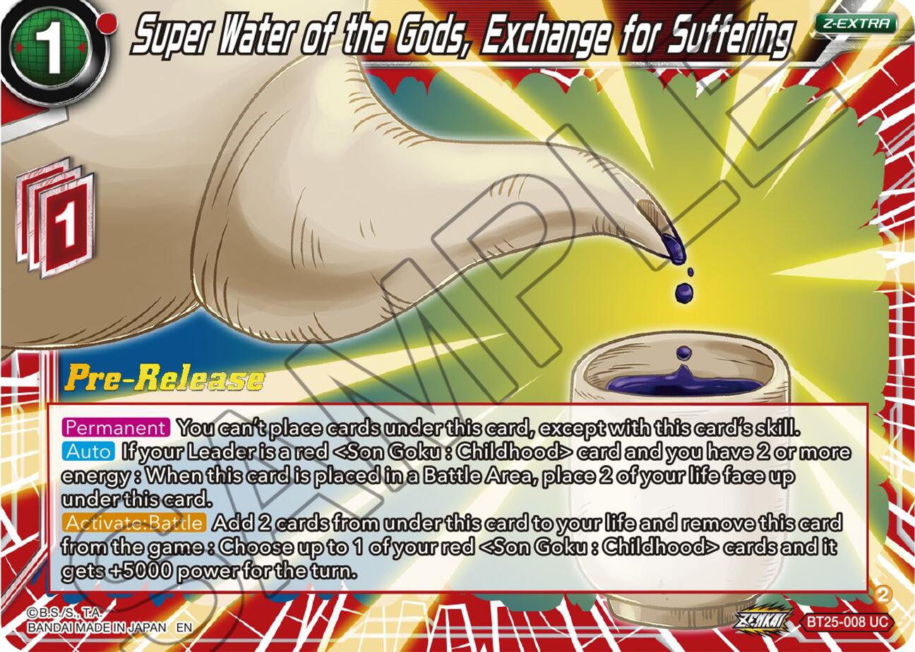 Super Water of the Gods, Exchange for Suffering (BT25-008) [Legend of the Dragon Balls Prerelease Promos] | Red Riot Games CA