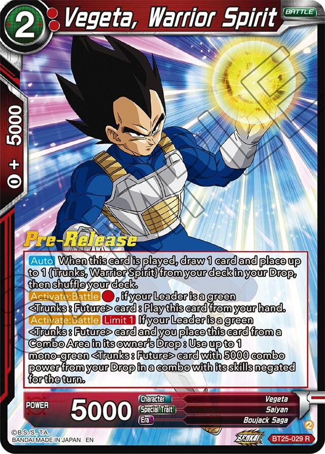 Vegeta, Warrior Spirit (BT25-029) [Legend of the Dragon Balls Prerelease Promos] | Red Riot Games CA